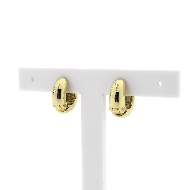 Image 4 of 18K gold half-round hoop earrings; FOPE