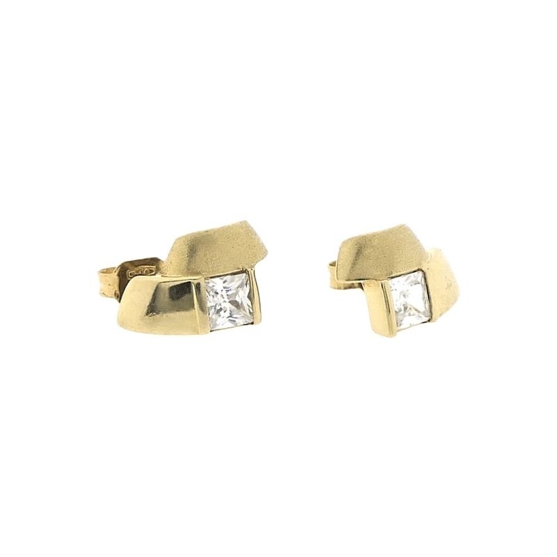 Image 4 of Gold stud earrings with zirconia