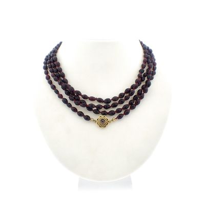 Image 1 of Glass bead necklace/sautoir with gold clasp