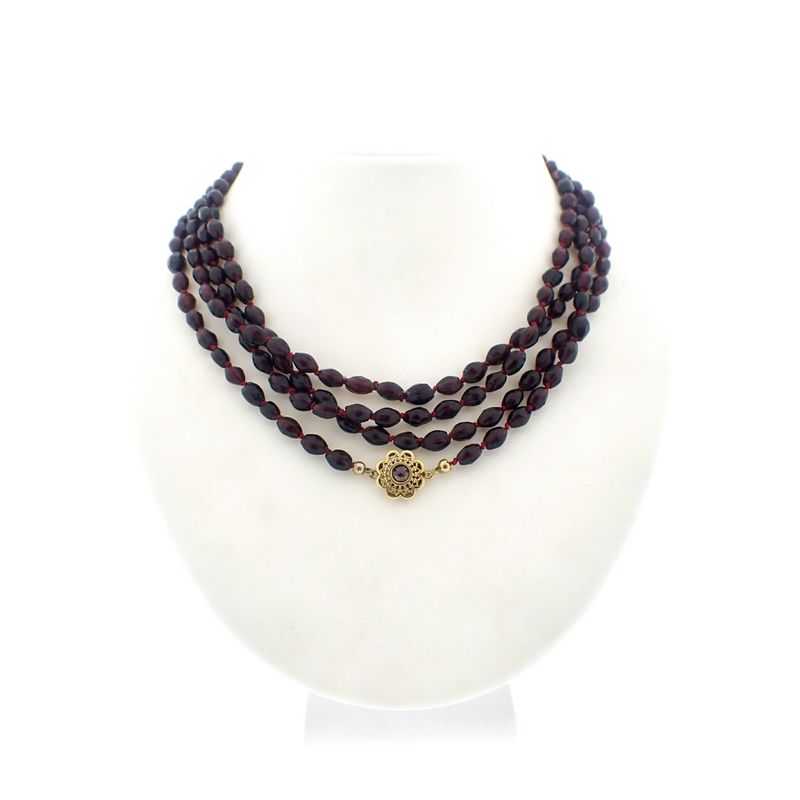 Image 1 of Glass bead necklace/sautoir with gold clasp