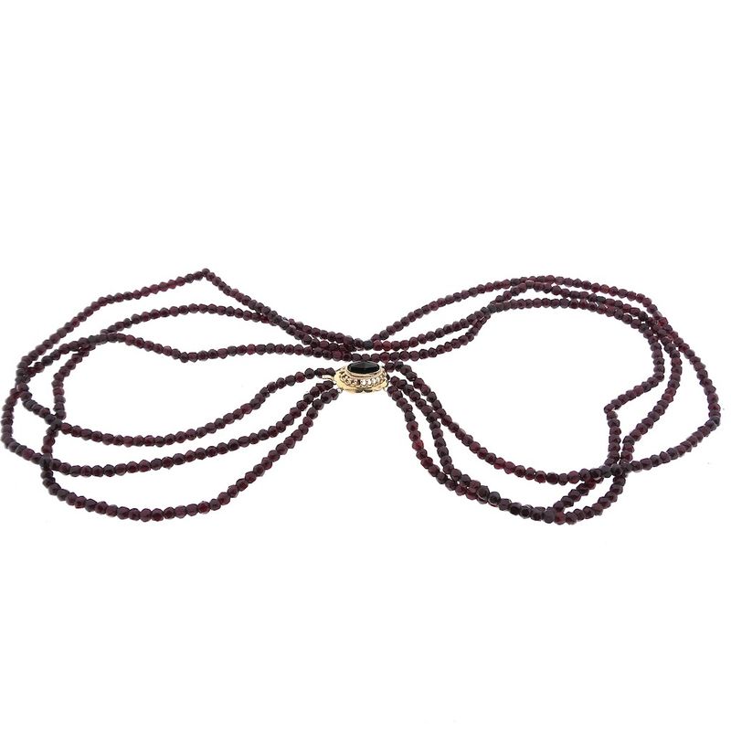 Image 3 of Antique garnet bead necklace with gold decorative clasp | 62 cm