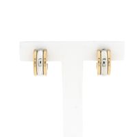 Paul Simons two-tone gold earrings; Half-round