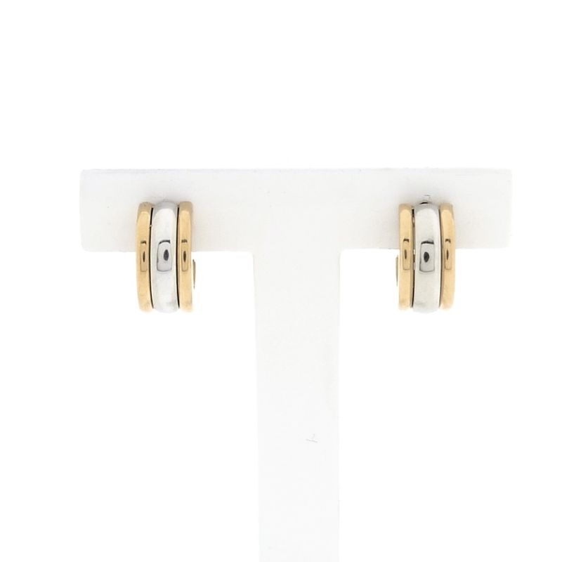 Image 1 of Paul Simons two-tone gold earrings; Half-round