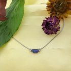 Image 2 of White gold necklace with diamond and triple opal | 42 cm