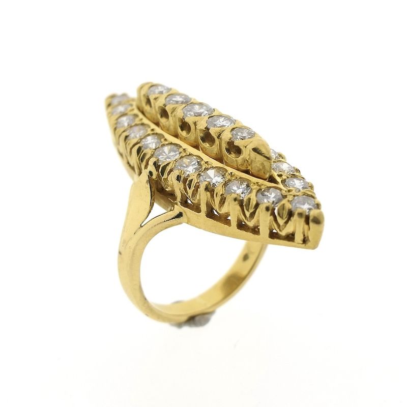 Image 3 of 20 carat gold marquise ring with diamonds approx. 1.50 ct.