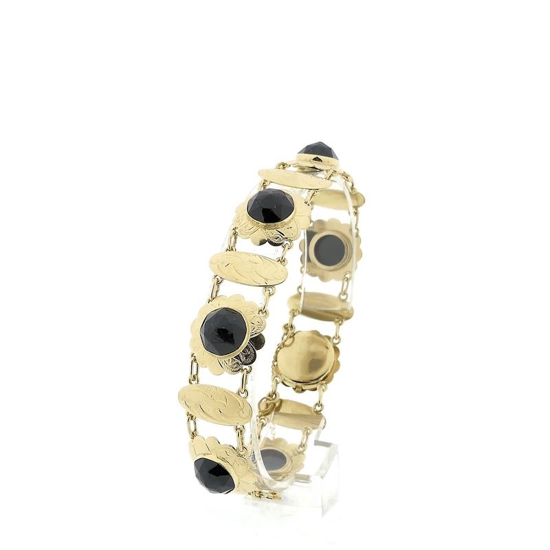 Image 1 of Antique gold boat bracelet with garnet