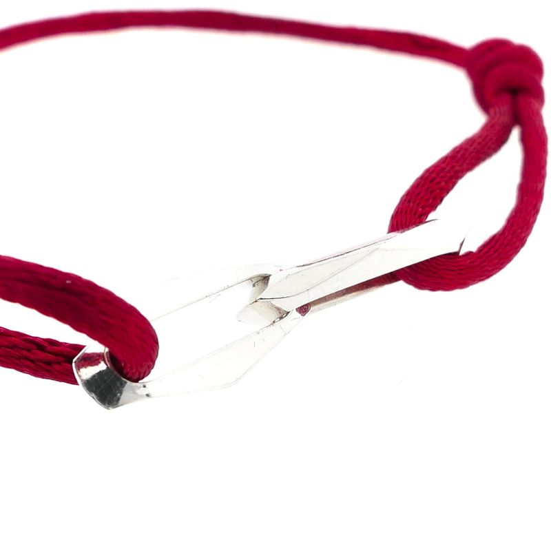 Image 4 of Forever Knots® Handmade Bordeaux Satin Bracelet with Silver Link
