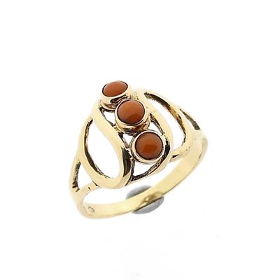 Image 1 of Gold Ring with Blood Coral