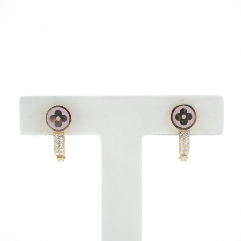Image 4 of 16.8 ct. Gold stud earrings with enamel flower and zirconia