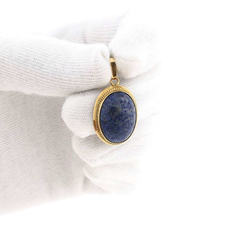 Image 11 of Vintage Gold Pendant with Apatite; 14 Karat