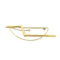 Gold abstract brooch with diamond 0.005 ct.