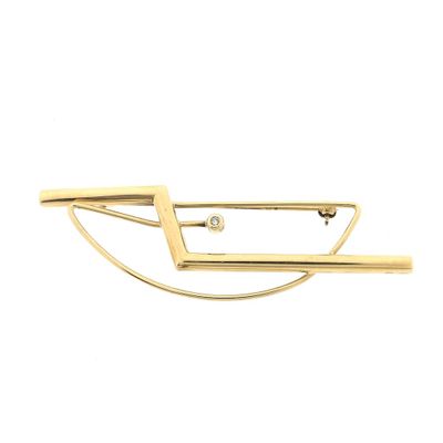 Image 1 of Gold abstract brooch with diamond 0.005 ct.