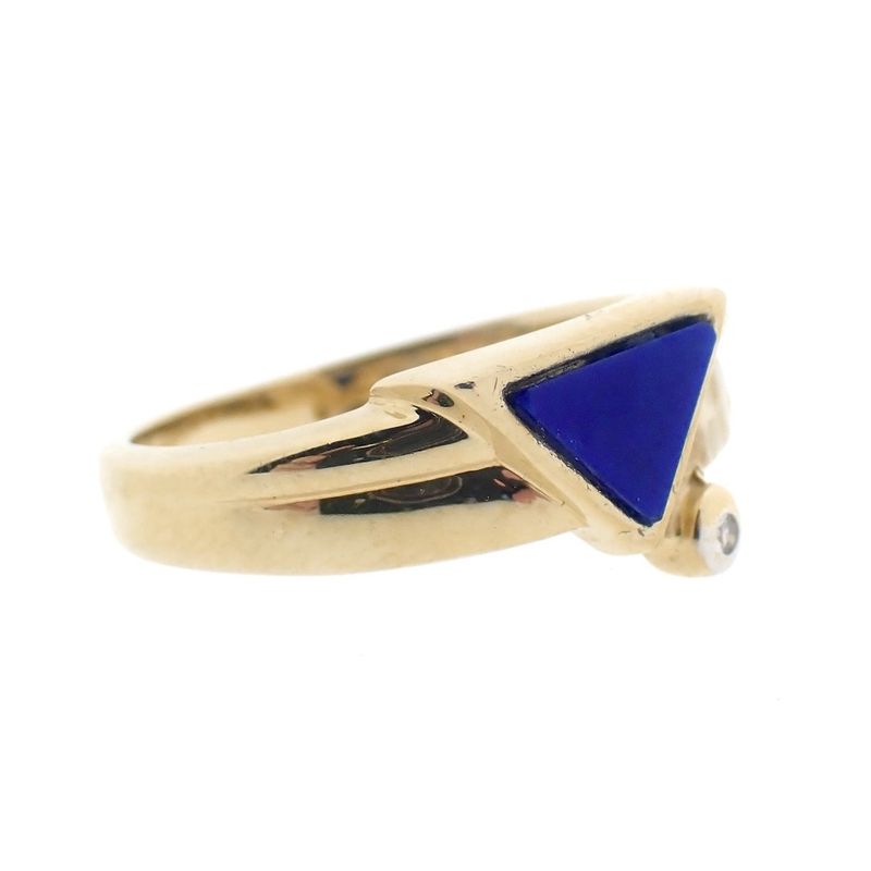 Image 8 of Gold ring with Lapis Lazuli and diamond; 0.005 ct.