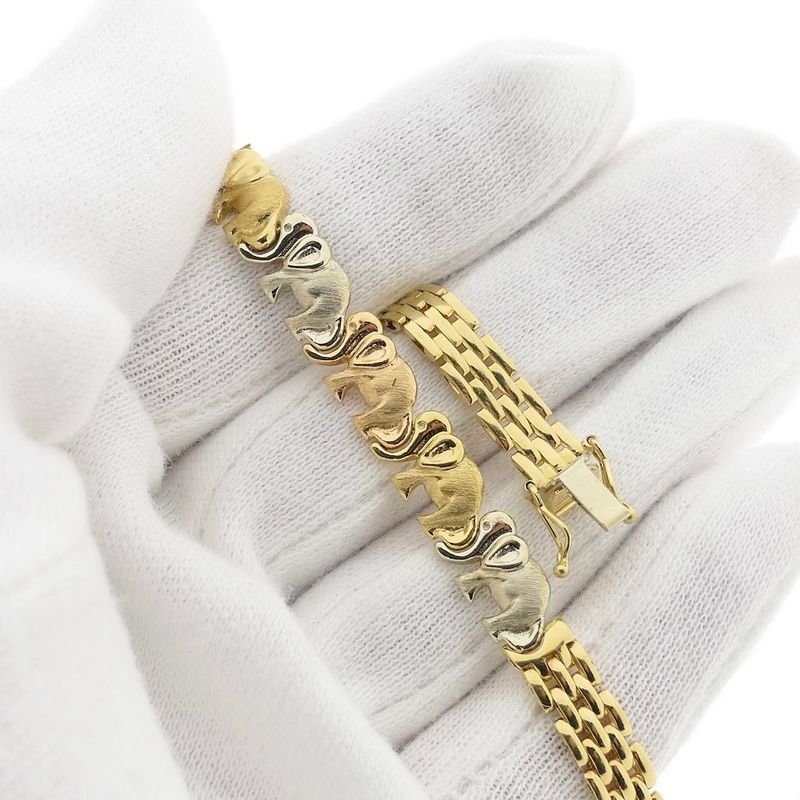 Image 8 of Tricolor gold bracelet with elephants