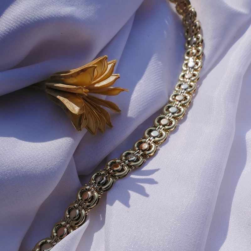 Image 11 of Tricolor gold fantasy link necklace