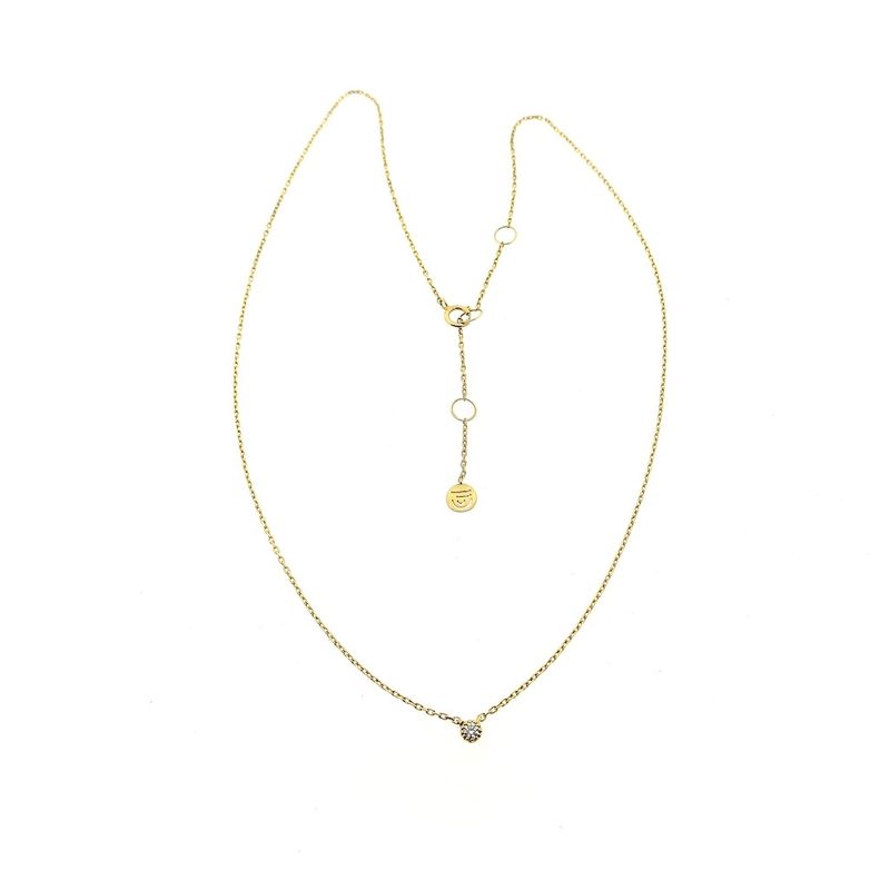 Image 5 of Gold necklace with a fixed diamond pendant; 0.03 ct. | 42 cm