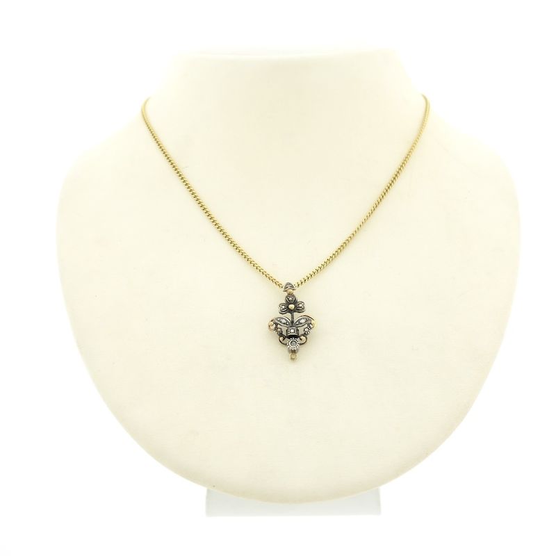 Image 4 of 18 kt gold/silver antique pendant with diamond | Approx. 0.025 ct.