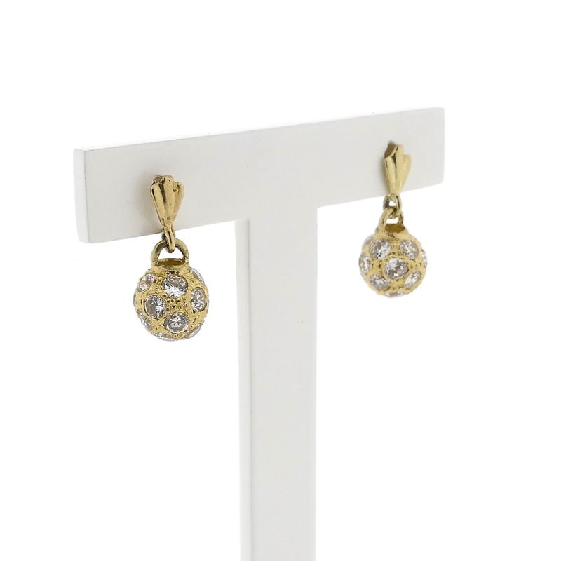 Image 3 of Gold Ball Earrings with Zirconia