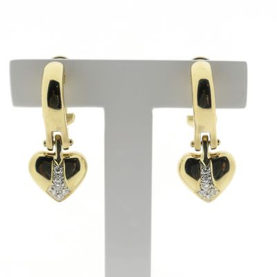 Image 1 of Gold earrings with diamond; 0.24 ct.