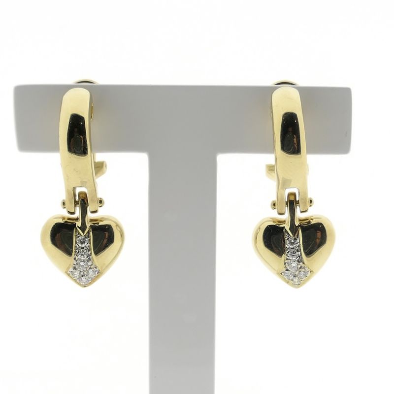 Image 1 of Gold earrings with diamond; 0.24 ct.