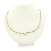 Two-tone gold necklace with diamond; 0.16 ct.