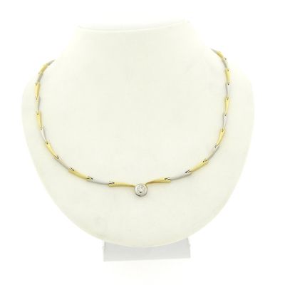 Two-tone gold necklace with diamond; 0.16 ct. Image 1 of Two-tone gold necklace with diamond; 0.16 ct.
