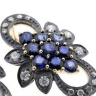 Image 8 of Gold/silver earrings with sapphire and diamond; Approx. 0.51 ct.