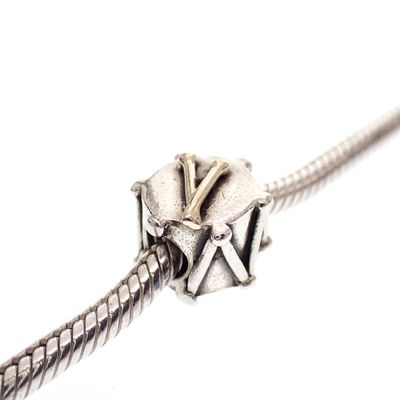 Image 2 of Pandora charm; Silver with gold; Drums Charm