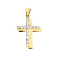 Gold cross pendant with zirconia