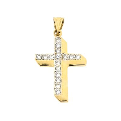 Image 1 of Gold cross pendant with zirconia