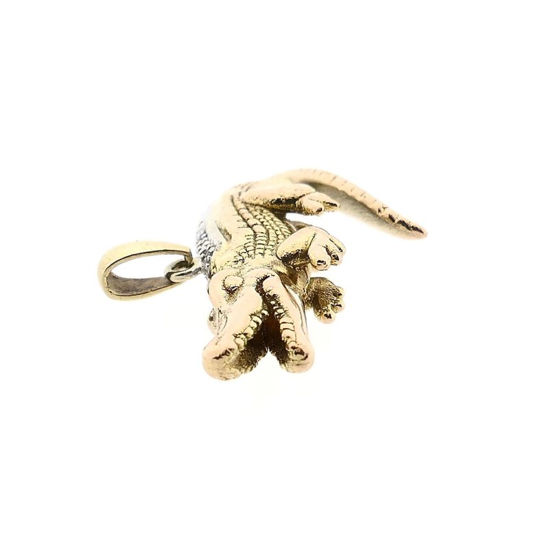 Image 11 of Bicolor Gold Crocodile Pendant with Diamonds; 0.015 ct.