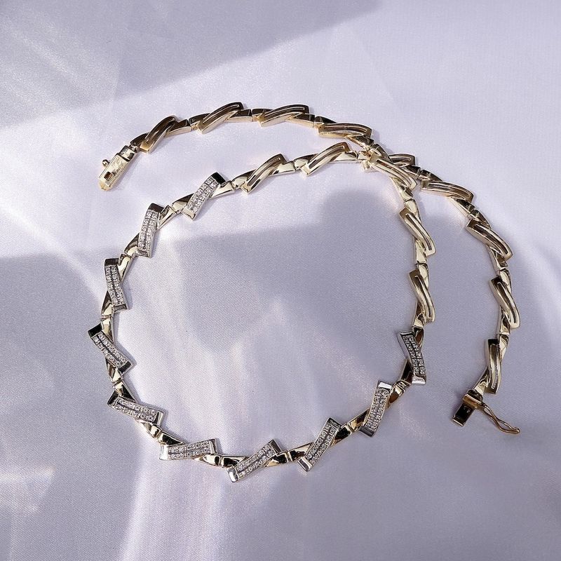 Image 2 of Two-tone gold necklace with zirconia