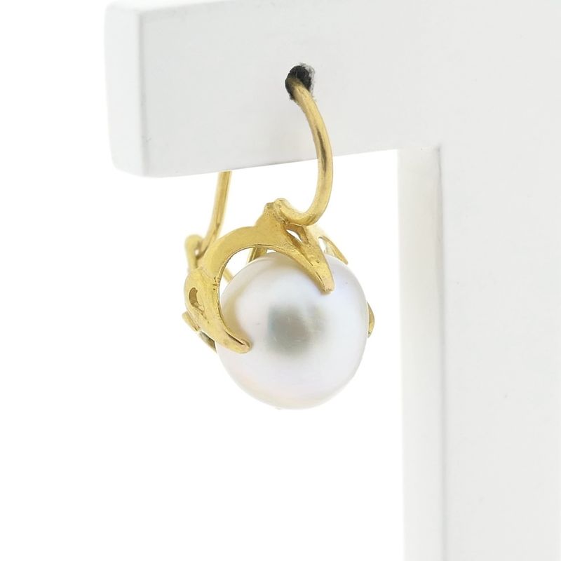 Image 4 of Gold earrings with artificial pearls | Vintage