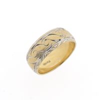 Two-tone gold men's ring with engravings