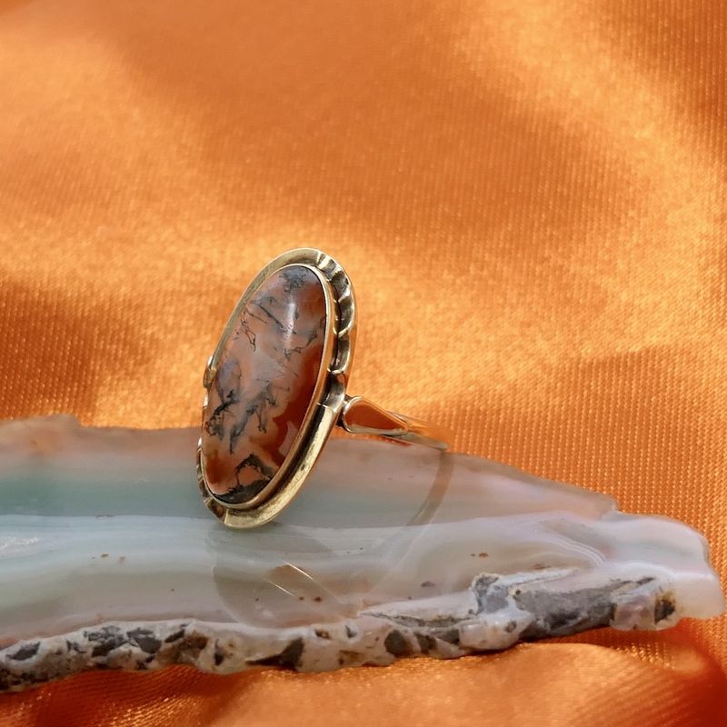 Image 4 of Gold ring with moss agate | Vintage