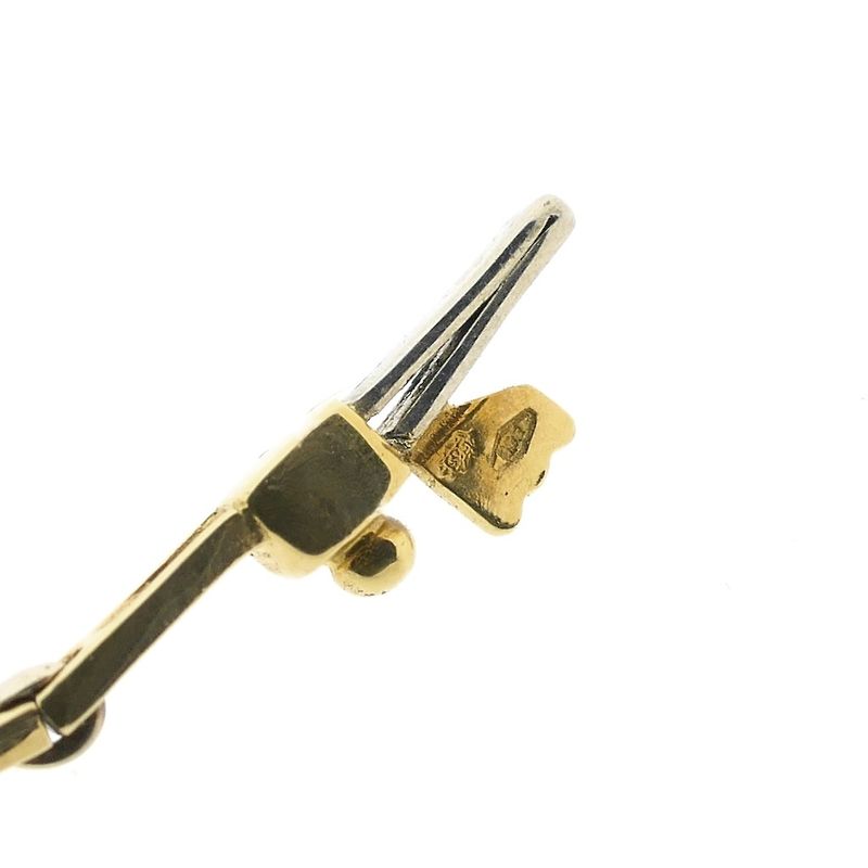 Image 7 of Two-tone gold bar necklace with a fixed pendant and diamond