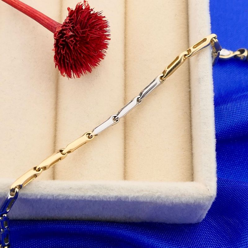 Image 2 of Bicolor Gold Fantasy Link Bracelet