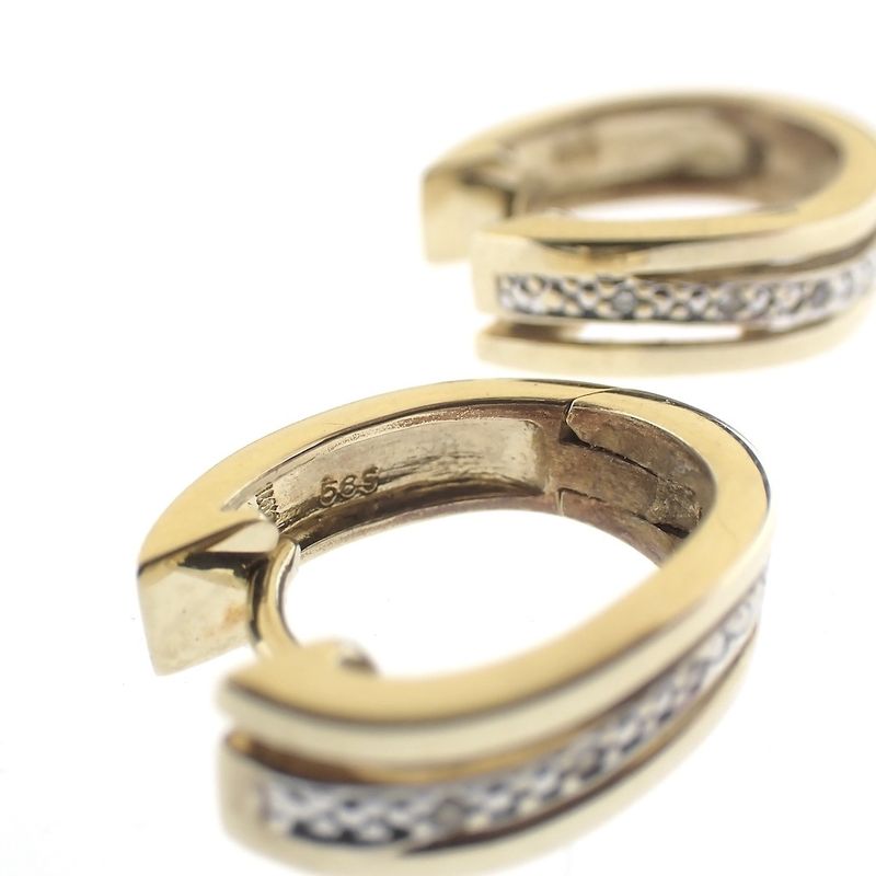 Image 5 of Two-tone gold hoop earrings with diamonds | 0.03 ct.