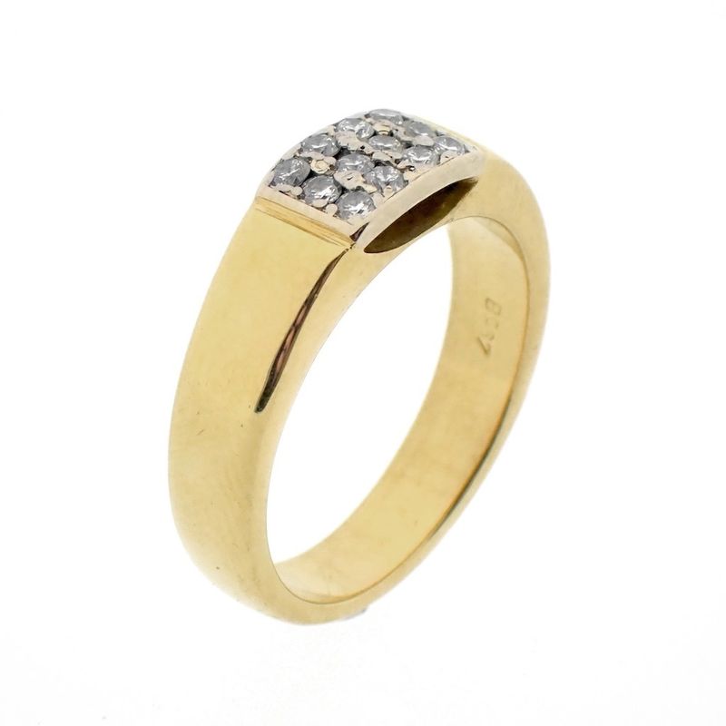 Image 1 of Gold pavé ring set with diamonds; 0.12 ct.