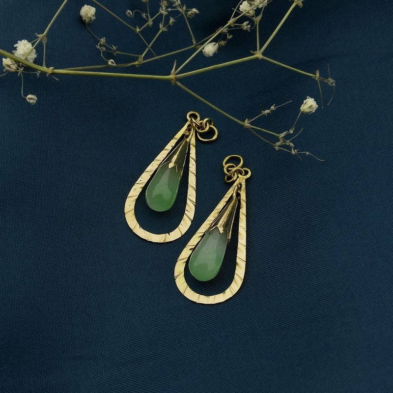 Image 6 of Gold Jade Earrings | Vintage