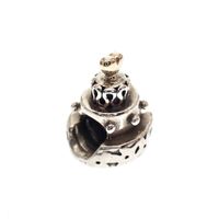 Pandora charm; Silver with gold; Birthday Cake