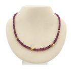 Image 1 of Pink tourmaline beaded necklace with gold clasp | 45.5 cm