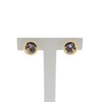 Gold stud earrings with lilac colored zirconia