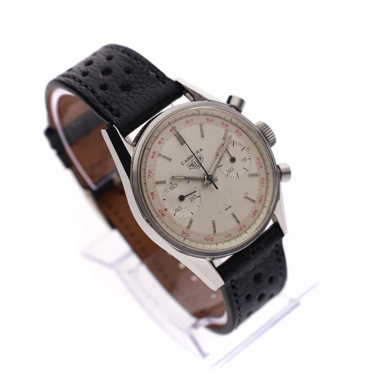 Image 7 of Heuer Carrera 'Red Tachymeter' 3647t; Vintage Watch