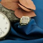 Image 2 of Two-tone gold signet ring with 0.09 ct diamond.