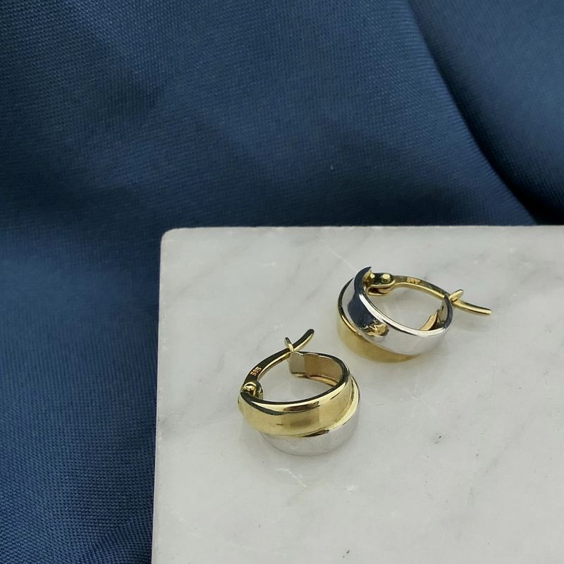 Image 6 of Two-tone gold earrings | Ø 12 mm
