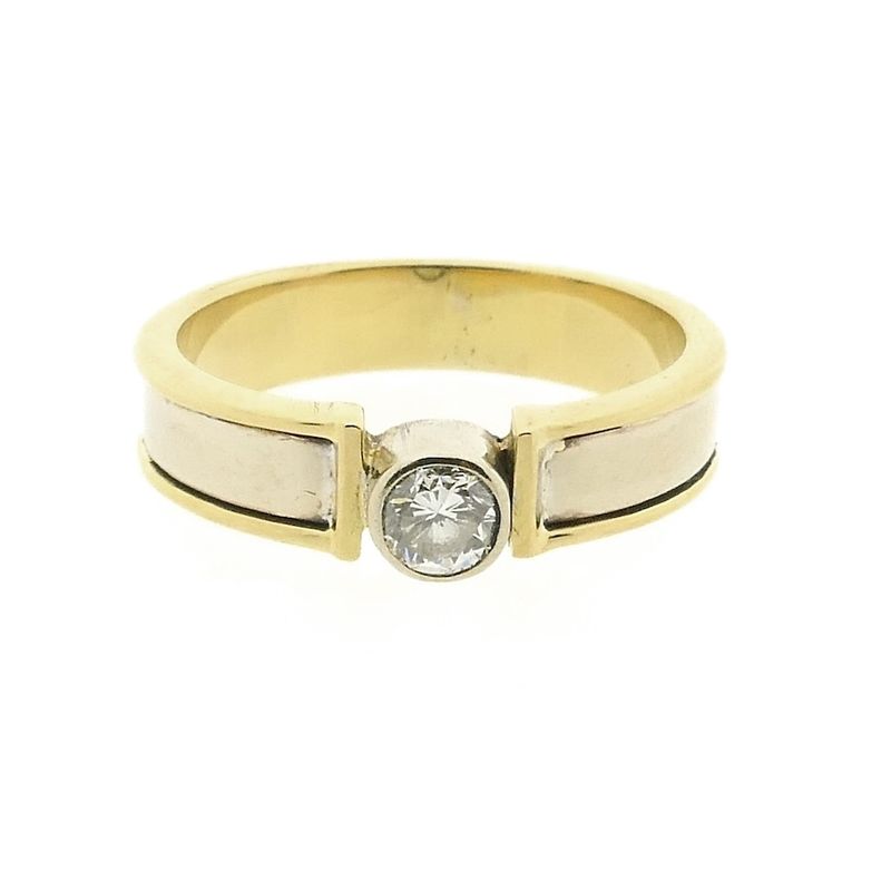 Image 3 of Two-tone gold solitaire ring with diamond; 0.35 ct.