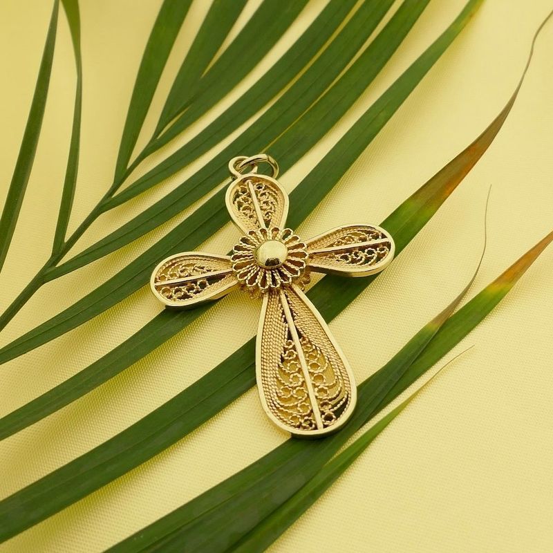 Image 2 of Golden Filigree Cross Pendant