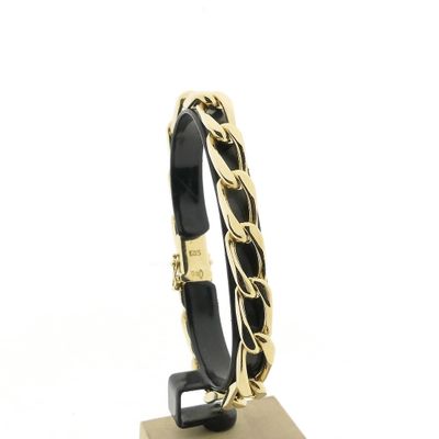 Image 1 of Gold wide gourmet link bracelet