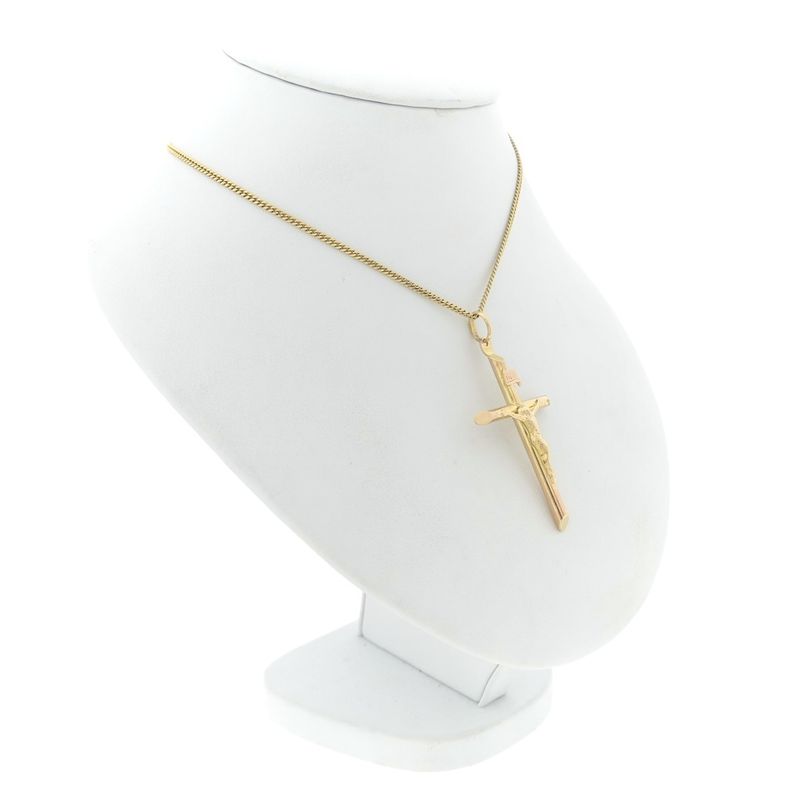 Image 5 of Gold pendant of a cross with corpus; INRI